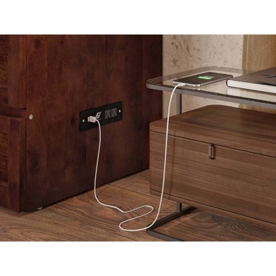 Walnut Full Murphy Bed Chest with Storage Drawer