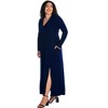 24seven Comfort Apparel Long Sleeve V Neck Side Slit Plus Size Maxi Dress - 2 of 4