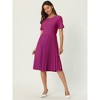 Hobemty Women's Pleated Knee Length Short Sleeve Work A-Line Dress - 2 of 4