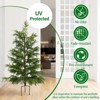 2PCS 3/4FT Pre-Lit PE Flat Leaf Cedar Tree with Ground Stakes - Artificial Cedar Tree with Warm LED Lights for Outdoor/Indoor Holiday Decor - 3 of 4