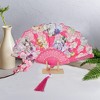 Unique Bargains Rose Print with Tassel Folding Fan 1 Pc - 4 of 4