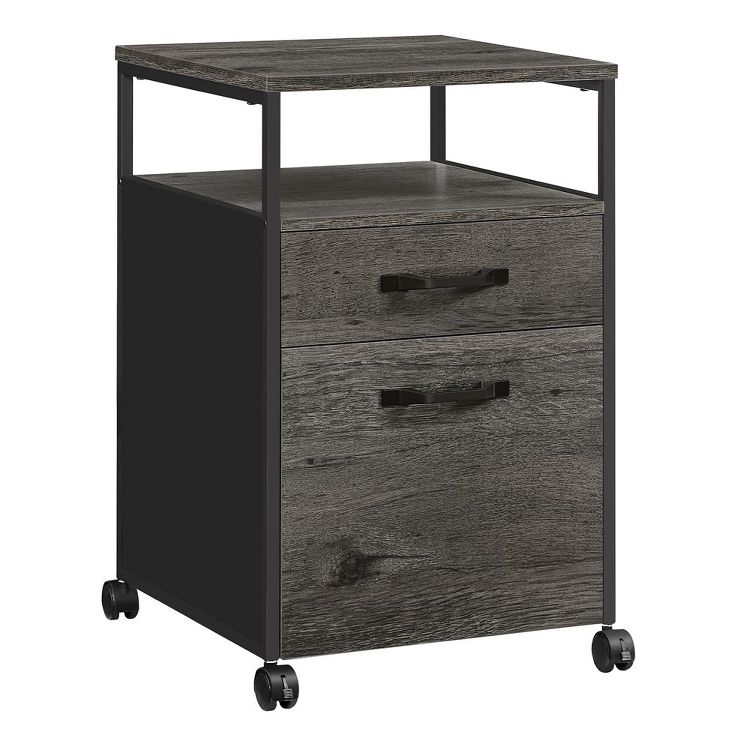 File Cabinet Mobile Filing Cabinet with Wheels 2 Drawers Open Shelf ...