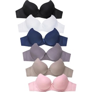 PACK OF 6 SOFRA WOMEN'S FULL COVERAGE SOLID T SHIRT BRA (BR4180P) - 1 of 4