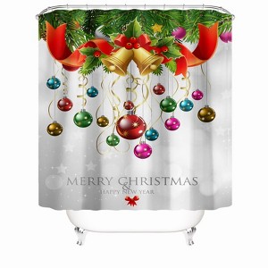 Merry Christmas Happy Shower Curtains for Bathroom Waterproof Fabric Bath Curtain Durable Soft Stylish Bathroom Decor 72x72 Inch - 1 of 1