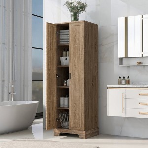 Chic Crate-Multi-Room Storage Cabinet – 2 Doors w/ Adj. Shelf | MDF Board | Brown - 1 of 4