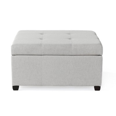 Gray Linen Tufted Storage Cocktail Ottoman