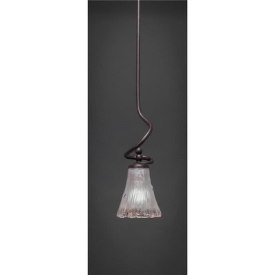 Toltec Lighting Capri 1 - Light Pendant in  Dark Granite with 5.5" Fluted Frosted Crystal Shade