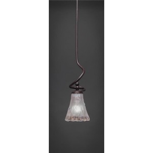 Toltec Lighting Capri 1 - Light Pendant in  Dark Granite with 5.5" Fluted Frosted Crystal Shade - 1 of 1