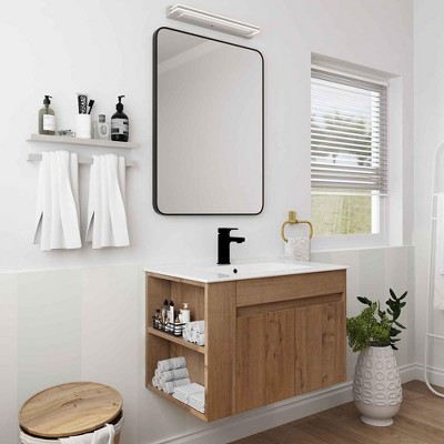 2.5ft  Floating Bathroom Vanity with Sink,Modern Bathroom Sink Cabinet with Soft Close 2 Doors and Side Shelf, Vanities Cabinet with Sink Combo Set