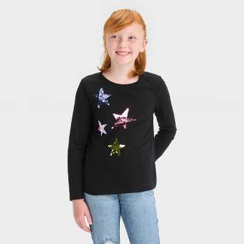Girls\' Long Sleeve Ribbed T-shirt - & S : Jack™ Target Cream Cat