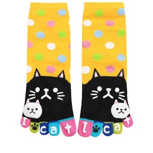 INSPIRE CHIC Women's Elastic Cuffs Stretchy Dots Cat Socks One Size - 1 of 3