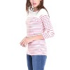 INSPIRE CHIC Women's Color Block Round Neck Long Sleeves Striped Basic T-Shirt - 4 of 4
