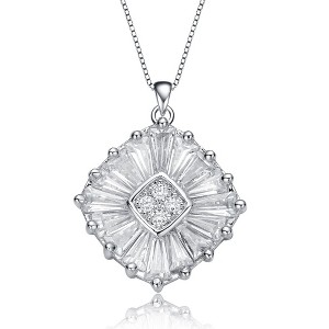 White gold plated pendant necklace featuring a tropical flower design with sparkling cubic zirconia accents for a vibrant look - 1 of 3