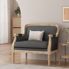 35'' Upholstered Fabric French Country Inspired Club Chair with Intricately Carved Accents, Weathered Finish and Rubberwood Frame - 3 of 4