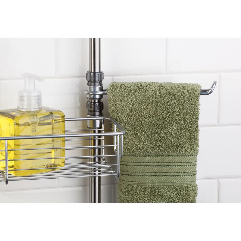 mDesign Metal Bathroom Shower Caddy Station, Brushed Stainless Steel, 5 of 9