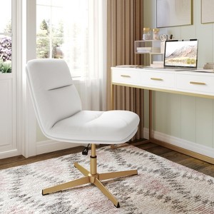 Merrick Lane Mid-Back Height-Adjustable Stationary Armless Swivel Office Chair - Padded Upholstered Back and Seat, Strong Frame - 1 of 4