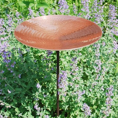 4" Iron and Stainless Steel Birdbath Bowl with Stake Brown - ACHLA Designs