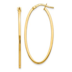 Black Bow Jewelry 1.5mm Square Tube Oval Hoop Earrings in 14k Yellow Gold, 40mm - 1 of 4