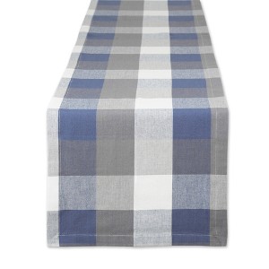 Design Imports French Blue Tri Color Check Table Runner 14X72" - 1 of 4