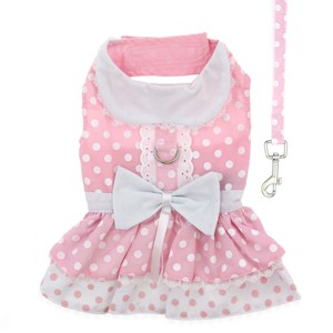 Doggie Design Polka Dot and Lace Dog Dress Set with Leash - Pink - 1 of 3