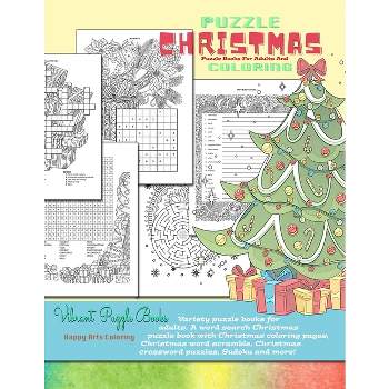 CHRISTMAS puzzle books for adults and coloring. Variety puzzle books for adults. A word search Christmas puzzle book with Christmas coloring pages,