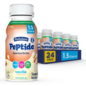 PediaSure Peptide 1.5 Cal Nutrition Liquid Vanilla 8 Oz Peptide-Based High-Calorie Drink for Children with Digestive and Nutritional Needs Case of 24 - 1 of 4