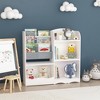 SKRAN Kids Book Display Shelf, Toy Storage Organizer with 3 Collapsible Fabric Drawers, Book Toy Organizer Cabinet For Nursery Playroom (White/Gray) - 2 of 4