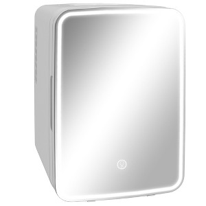 HOMCOM Mini Fridge with Dimmable LED Mirror (10L/8 Can), Cooler and Warmer, Skincare Fridge, AC/DC Powered for Skincare, Beverage, Food, Cosmetics - 1 of 4
