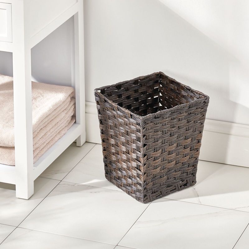 mDesign Woven Square Trash Can Wastebasket, Garbage Container Bin, 2 of 5