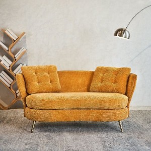 CAVINAS Upholstered Loveseat Sofa, 2-Seat Sofa Couch with Golden Metal Legs, for Living Room, Bedroom, Apartment - 1 of 4