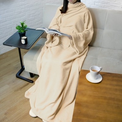 PAVILIA Fleece Wearable Blanket with Sleeves, Warm Cozy Soft Functional Lightweight Sleeved Throw Adults Men Women
