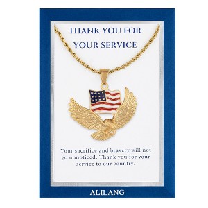 Anna-Kaci Flying Eagle with American Flag Pendant Necklace with Patriotic Gift Message Card & Envelope Jewelry Gift - 1 of 4