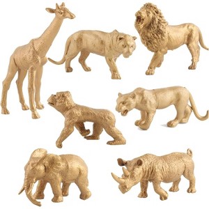 TEMI 7-Piece Gold Safari Animal Figures, Metallic Plastic Wild Animal Toys for Kids - 1 of 4