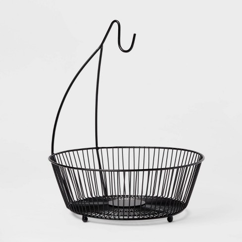 Iron And Mangowood Wire 2-tier Fruit Basket Black - Threshold