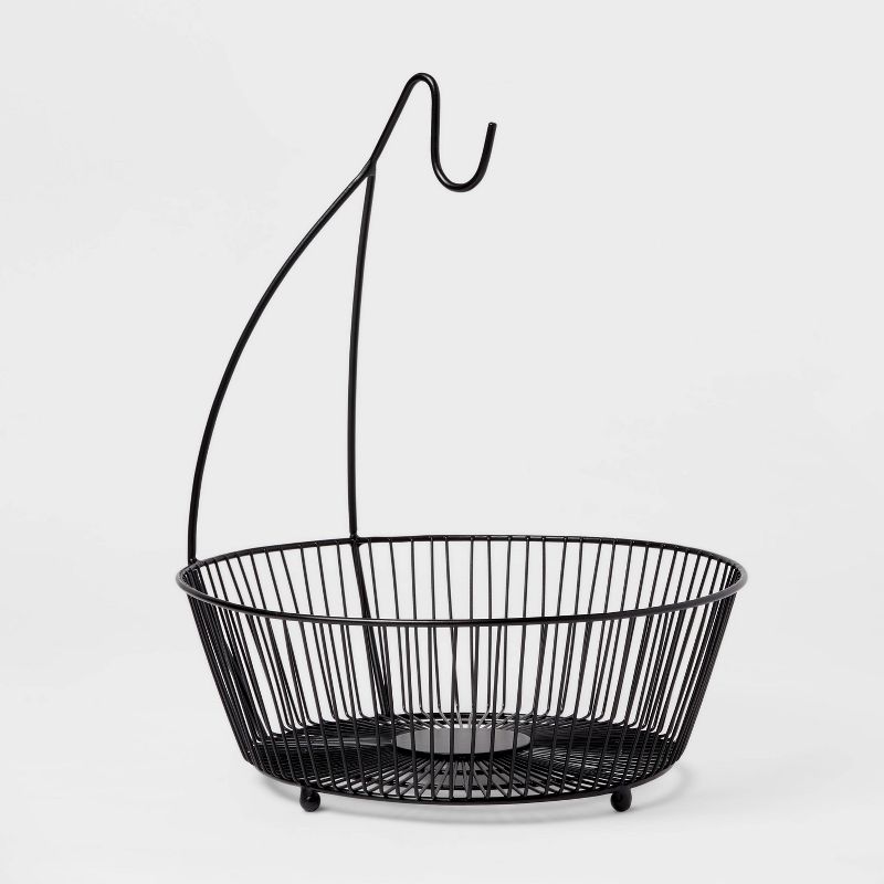 Iron Wire Fruit Basket with Banana Hanger Black - Threshold&#8482;, 1 of 7