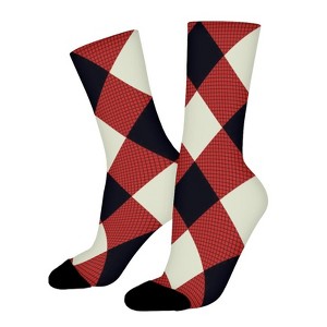 Plaid Check Pattern In Red Women Printed Crew Socks Funny Funky Socks Soft Polyester Novelty Gifts for Artists Men - 1 of 1