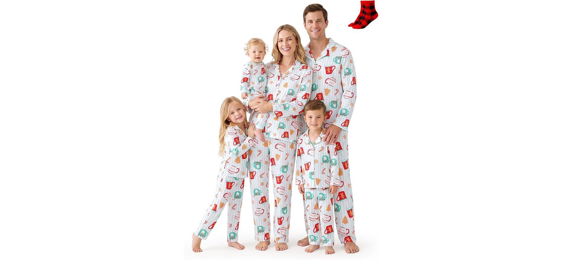 PATPAT Button Down Christmas Pajamas, Button Up Pjs for Family Christmas Party Long Sleeve Lounge Sets