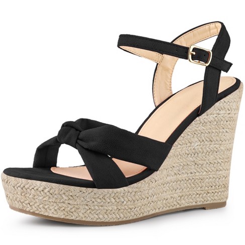 Women's Platform Espadrille Wedges Sandals for Women, Buckle Ankle Strap  Peep Toe Faux Suede Tan Platform Espadrilles Wedge Heel Sandals Shoes for