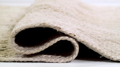 Handmade Ivory Geometric Braided Jute 2x3 Area Rug