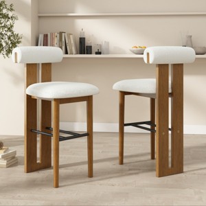 Set of 4 Bar Stools with Walnut Finish,Open Back Upholstered Counter Height Stools,Modern Farmhouse Armless Bar Chairs for Home-Cuddlewood - 1 of 4