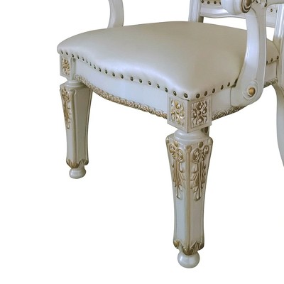 Vendome White Leather Executive Chair with Antique Gold Detailing