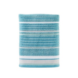 Saturday Knight Ltd. Seabrook Striped Bath Towel Teal : Microfiber, Machine Washable, Non-Slip Backing - 1 of 3