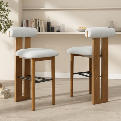 Modern Counter Bar Stools with Upholstered Seat and Back,Armless Kitchen Island Chairs for Compact Dining Areas or Home Bars-Maison Boucle