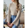 Coolmee Women's Fall Winter Turtleneck Cropped Sweater Causal Ribbed Knit Long Sleeve Pullover Jumper Tops - 2 of 4