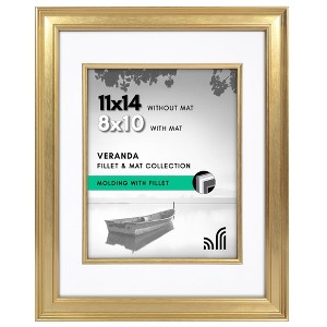 Americanflat 11x14 Picture Frame with Decorative Inner Mat Accent - Displays 8x10 Photos with Mat or 11x14 Without - Veranda Collection - 1 of 1