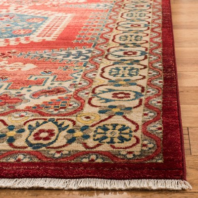 Reversible Red Synthetic 59" Easy-Care Rectangular Rug