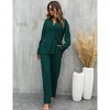 Womens Two Piece Long Sleeve Button Down Shirt Casual Outfits Pleated Wide Leg Pants Streetwear Set - 4 of 4