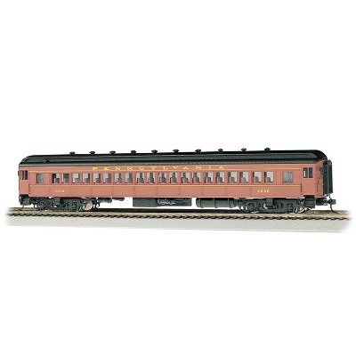 Bachmann Trains 13707 Pennsylvania Railroad Postwar 72 Foot Tuscan Red Coach 1:87 HO Scale Metal Wheels Model Train w/ E-Z Mate Couplers