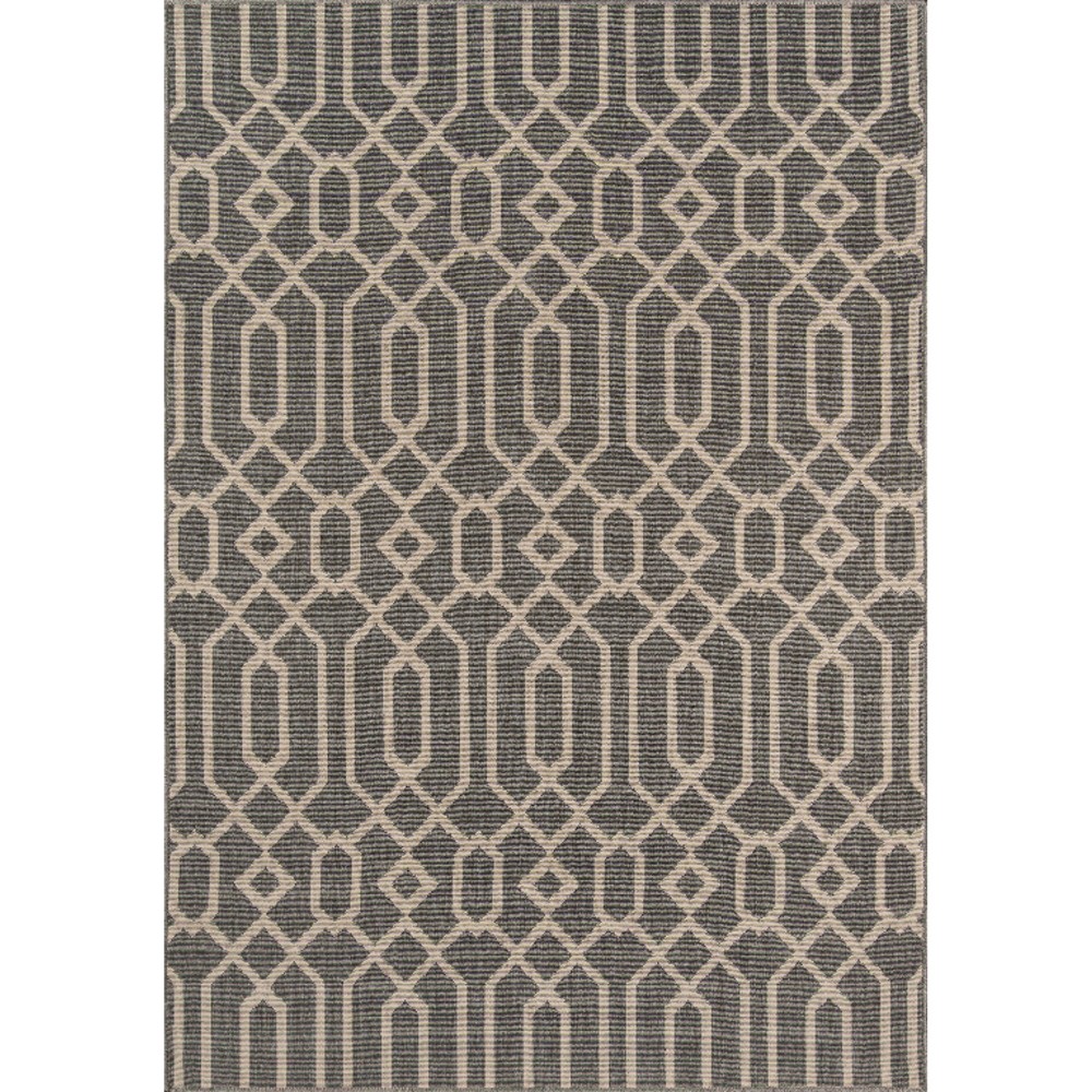 9'x13' Geometric Area Rug Gray - Momeni This elegant indoor/outdoor all-weather area rug offers everything you need to complete the ultimate outdoor room. Repeating stripes, diamonds, trellis and arabesque shapes meet nautical icons like ropes, anchors and waves, adding a luxe layer to all interior and exterior living spaces, including patios, porches and pool decks. Durable power-loomed construction ensures each decorative floorcovering transitions beautifully from season to season while the vibrant color palette and enduring polypropylene fibers offer endless design possibilities indoors and out. Size: 9'X13'. Color: Gray. Pattern: Geometric.