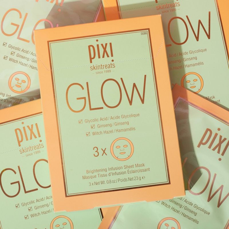 Pixi by Petra GLOW Glycolic Boost Brightening Face Sheet Mask - 3ct - 0.8oz, 6 of 13
